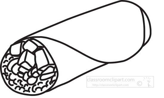 mexican cheese beef burrito black outline clipart