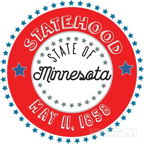 Minnesota statehood 1858 date statehood round style with stars c