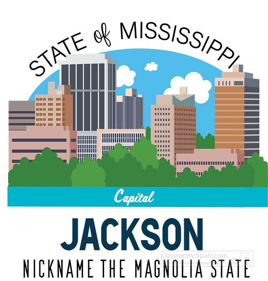 mississippi state capital jackson nickname magnolia state vector