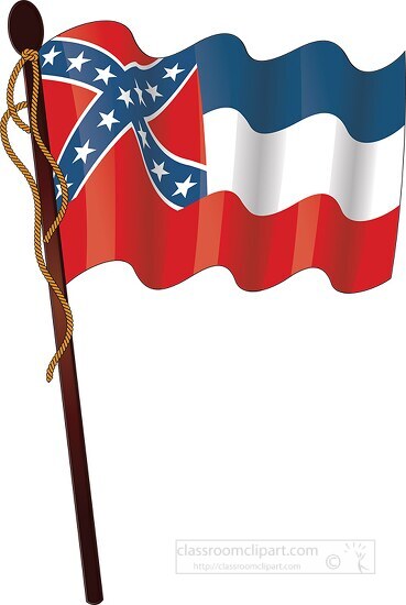 mississippi state flag on flagpole