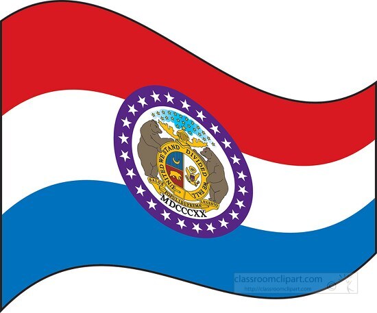 Missouri state flat design waving flag