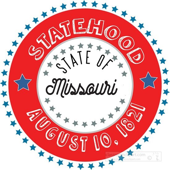 Missouri Statehood 1821 date statehood round style with stars cl