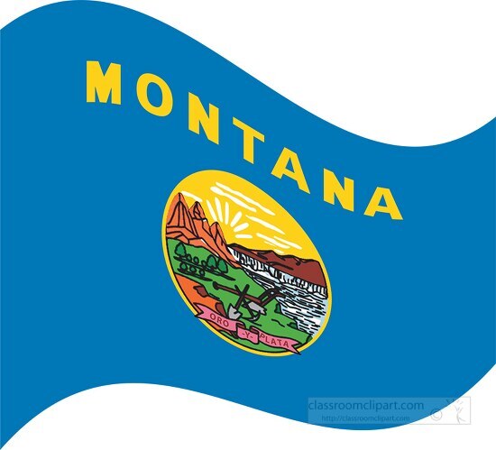 montana state flat design waving flag