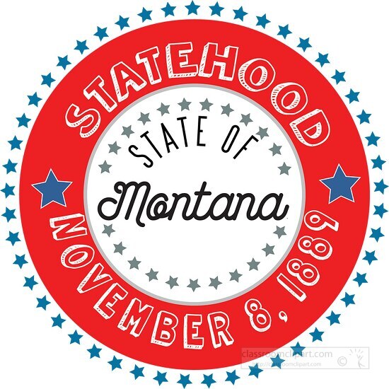 Montana statehood 1889 date statehood round style with stars cli