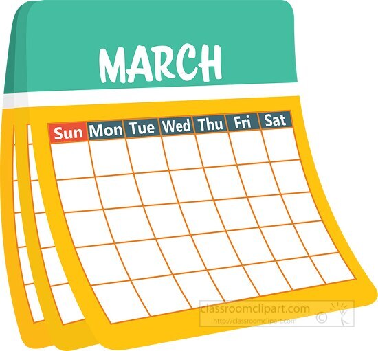 Calendar Clipart-monthly calender march clipart