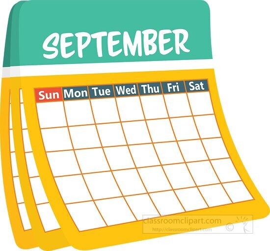 monthly calender september clipart