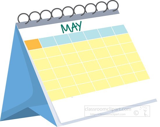 monthly desk calendar may white clipart
