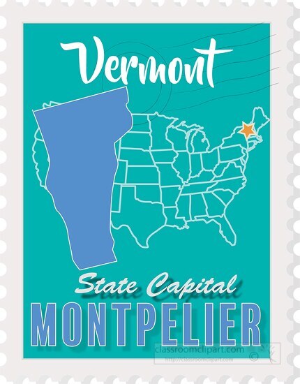montpelier vermont state map stamp clipart 2
