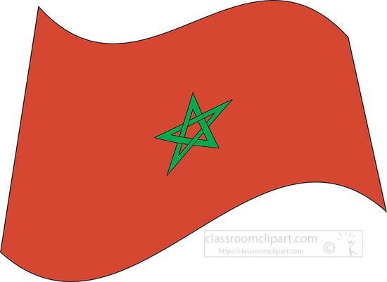 Morocco flag flat design wavy clipart