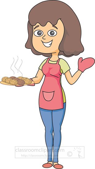 mother with baked cookies on plate clipart 947