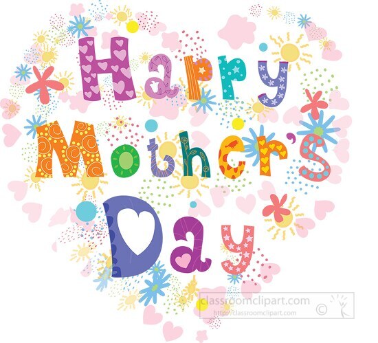 mothers day heart with designs clipart