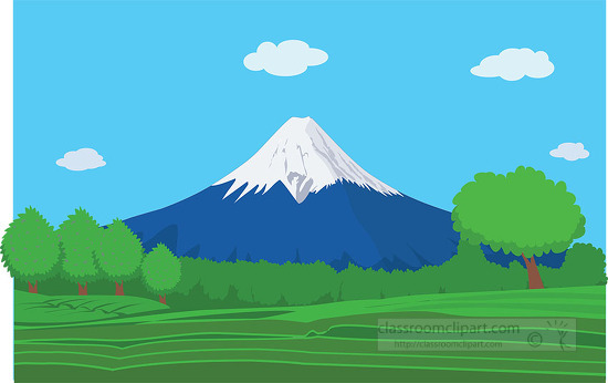 Mount Fugi with snow Japan Asia Clipart