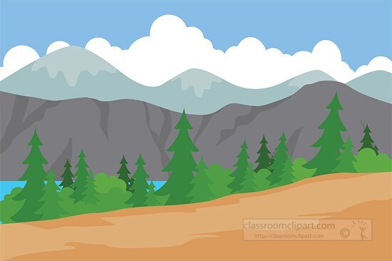 mountains lake nature scene clipart