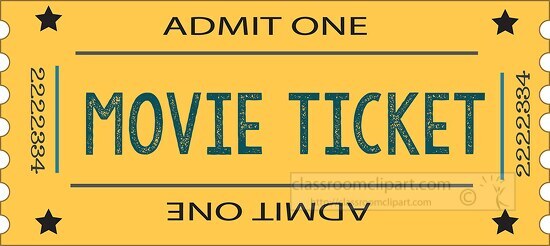 movie ticket yellow admit one clipart