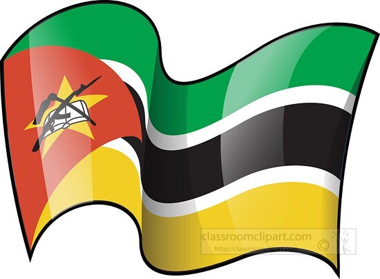 Mozambique wavy country flag clipart