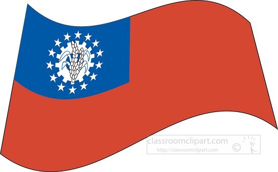 myanmar flag flat design wavy clipart