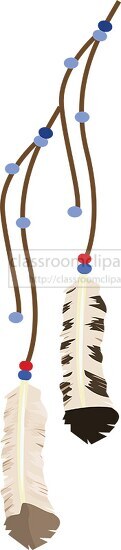 native american feathers on leather vector clipart