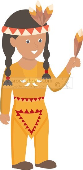 native american girl holding feather 20199