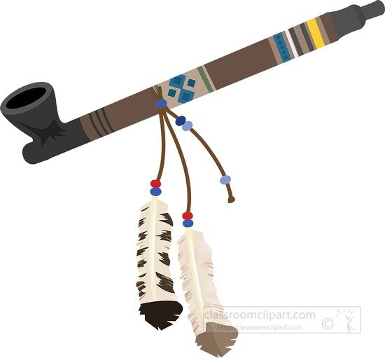 native anerican indian peace pipe with feathers