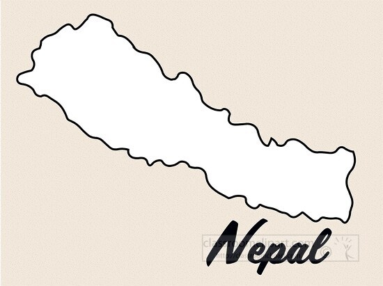 nepal country map black white clipart