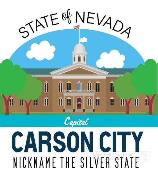 nevada state capital carson city nickname the silver state vecto