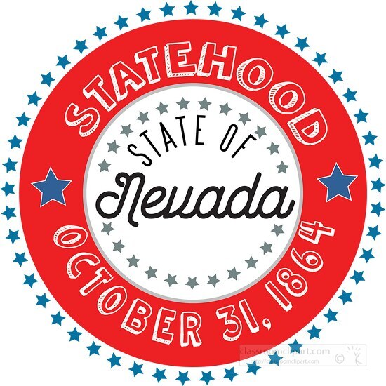Nevada statehood 1864 date statehood round style with stars clip
