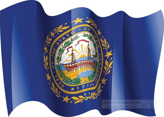 new hampshire state flag waving clipart