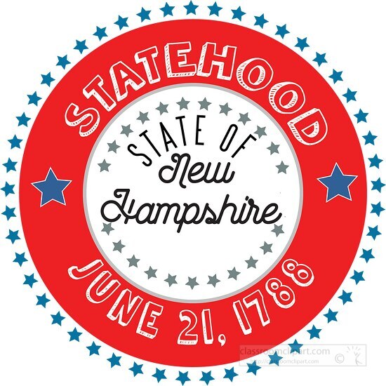 New Hampshire Statehood 1788 date statehood round style with sta