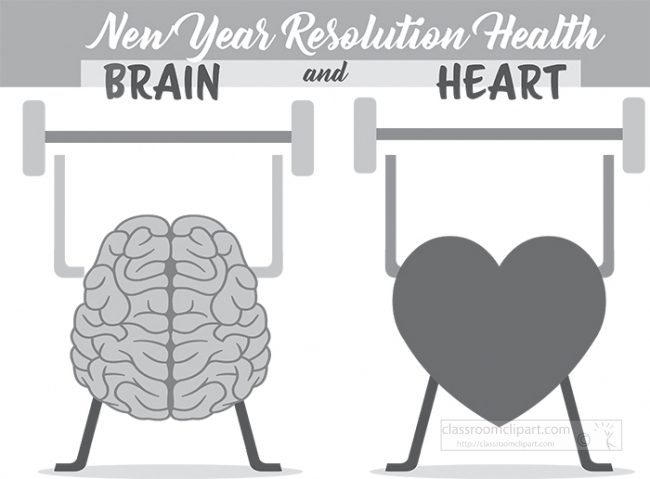 new years resolution brain and heart health gray color