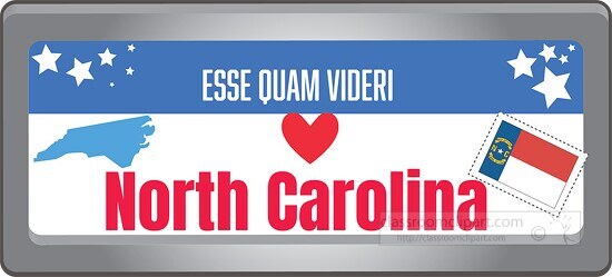 north carolina state license plate with motto clipart
