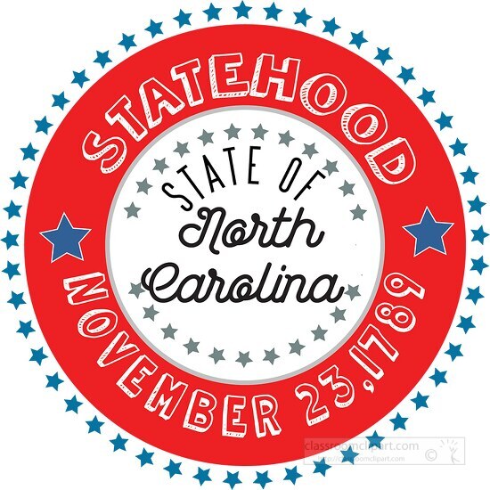 North Carolina Statehood 1789 statehood round style with stars c