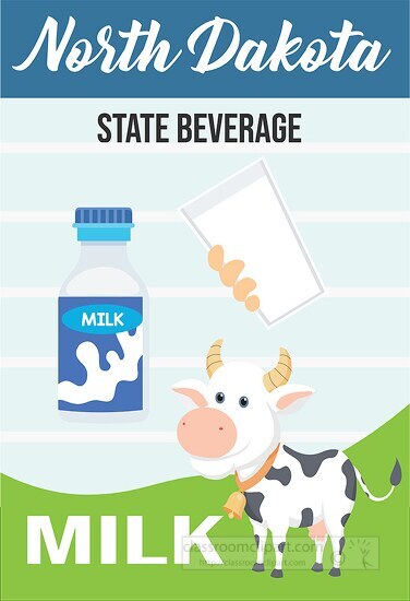 north dakota state beverage milk vector clipart