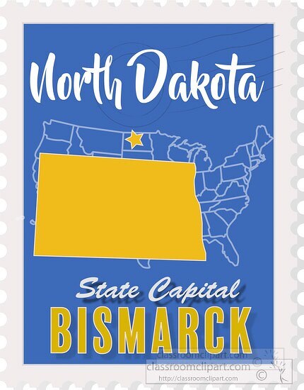north dakota state map stamp clipart