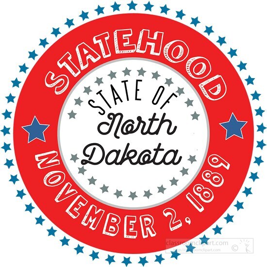 North Dakota Statehood 1889 statehood round style with stars cli