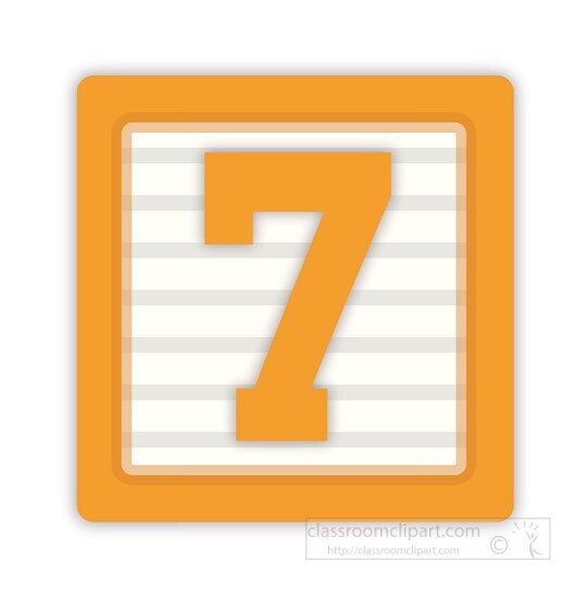 number seven in a block clipart