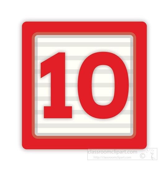 number ten in a block clipart