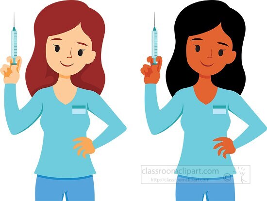 nurse holding syringe injection clipart