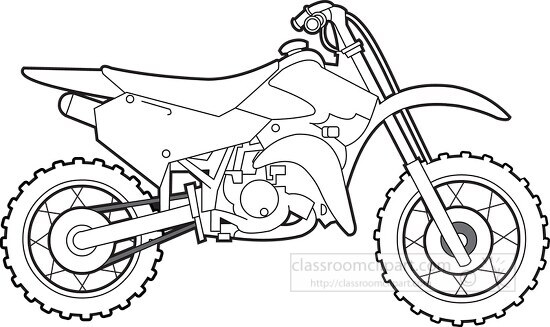 off road motorcycle black white outline clipart