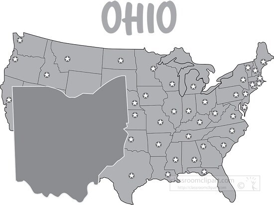 ohio map united states gray clipart
