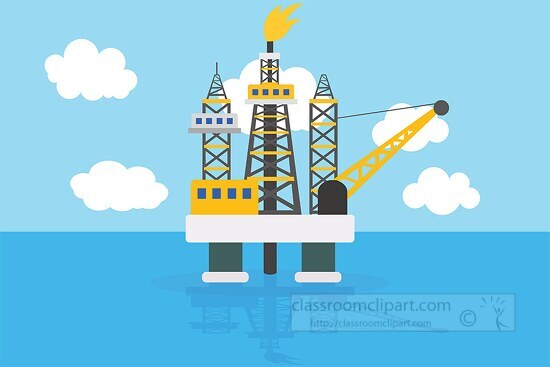 oil rig platform in the ocean machinary clipart