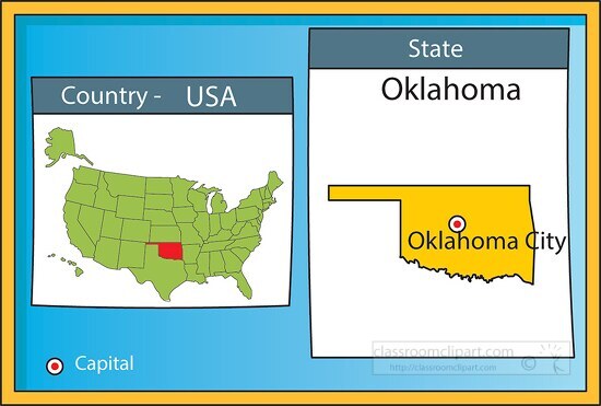 oklahoma city oklahoma state us map with capital