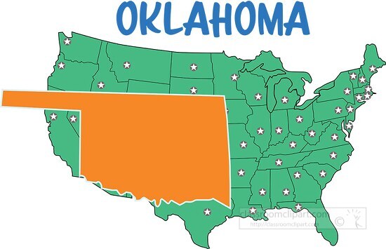 oklahoma map united states clipart