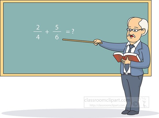 older teacher teaching fracations math