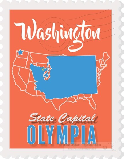 olympia washington state map stamp clipart