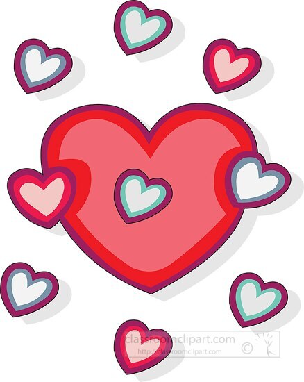 one large red heart with smailler hearts clipart