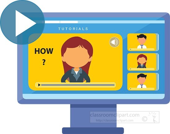 online video tutorial education clipart