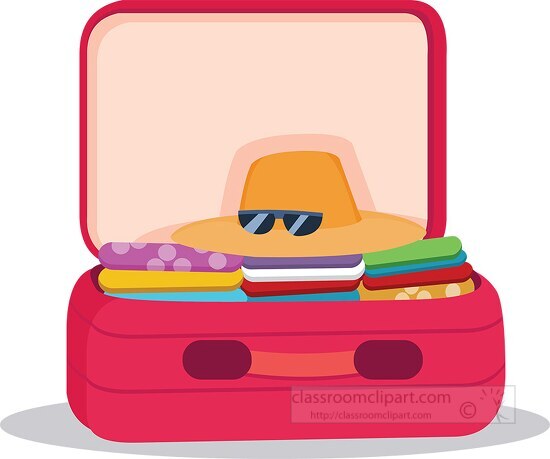 open suitcase clothes inside for travel clipart