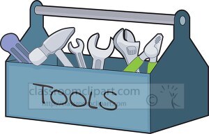 open toolbox filled with different tools clipart