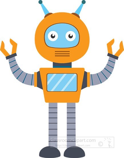 orange robot intelligent machine clipart graphic image