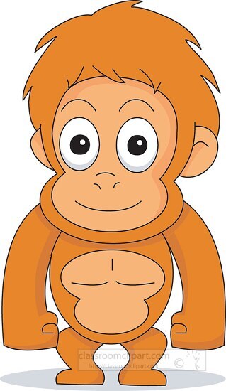 orangutan big eyes cartoon style clipart